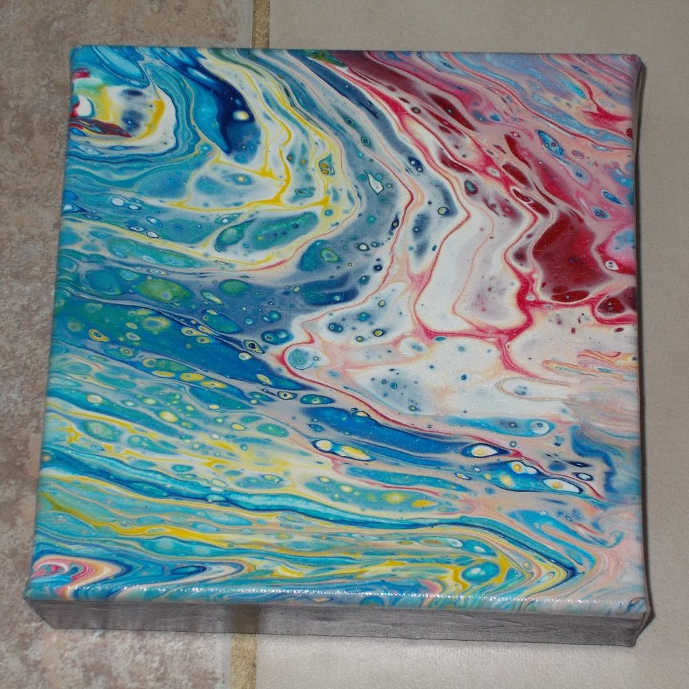 COPY - New Multicolor acrylic abstract painting, 6x6x1.5"